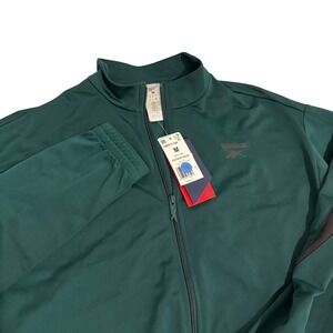 New Reebok Full Zip Vector Track Jacket Men's M Green Workout Jogging Gym Sports